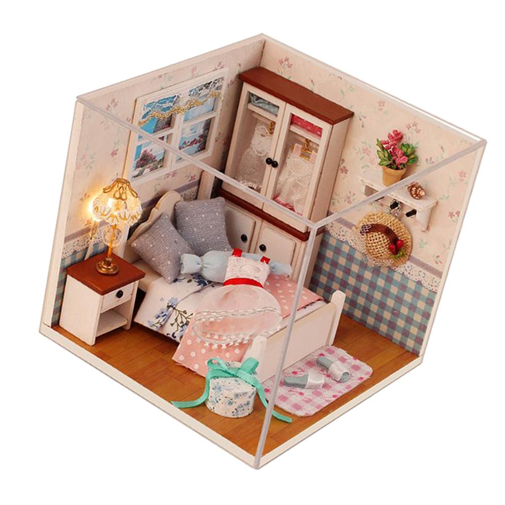 DIY Miniature Dollhouse Kit with Furniture & LED Light, 1:24 Scale Model 3D House Kit, Best Birthday/Christmas Gift for Kids Adults