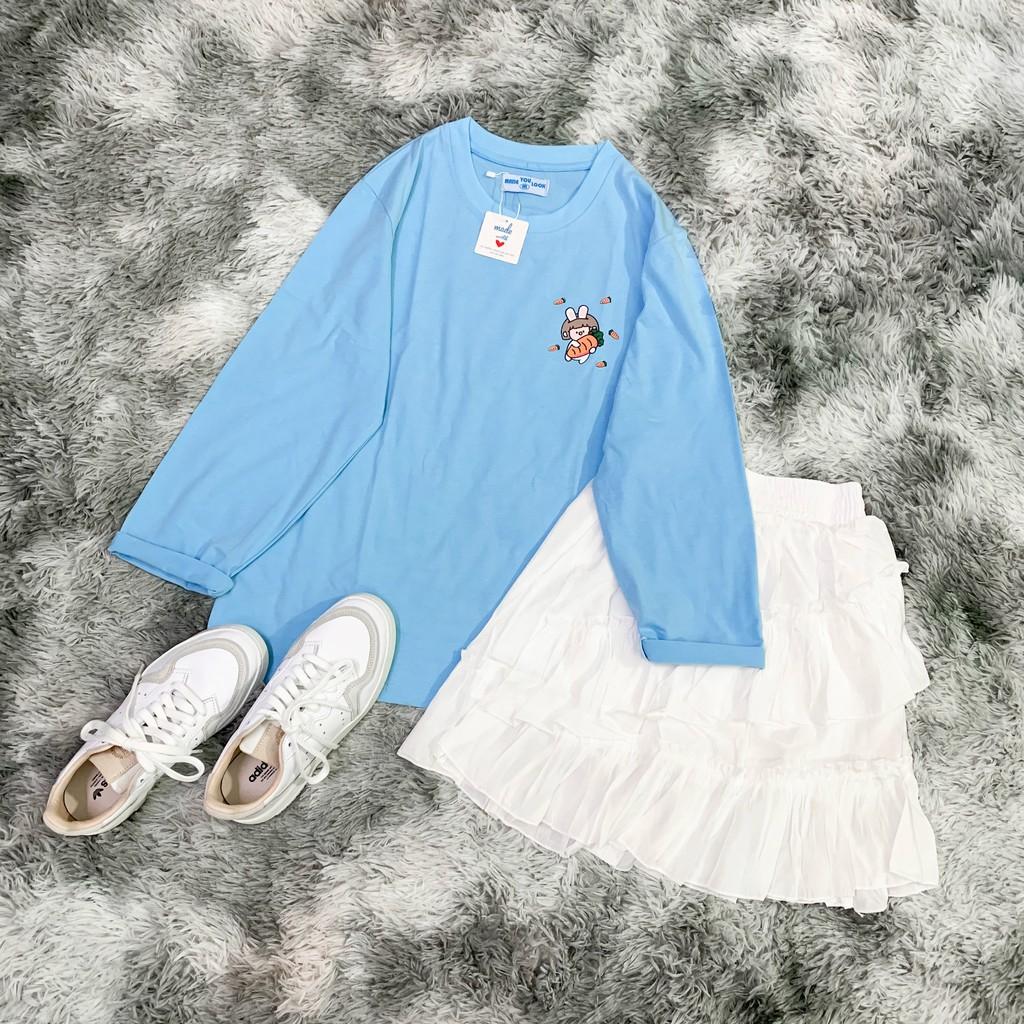 Áo Thun Tay Dài Thu Đông Unisex Thỏ Cà Rốt Ulzzang