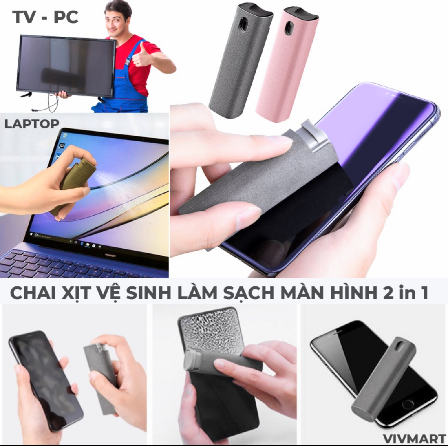 DỤNG CỤ THIẾT BỊ XỊT TẨY RỬA VỆ SINH MÀN HÌNH ĐIỆN THOẠI MÁY TÍNH LAPTOP TIVI SIÊU SẠCH SÁNG BÓNG CÔNG NGHỆ MỚI HÀNG CAO CẤP