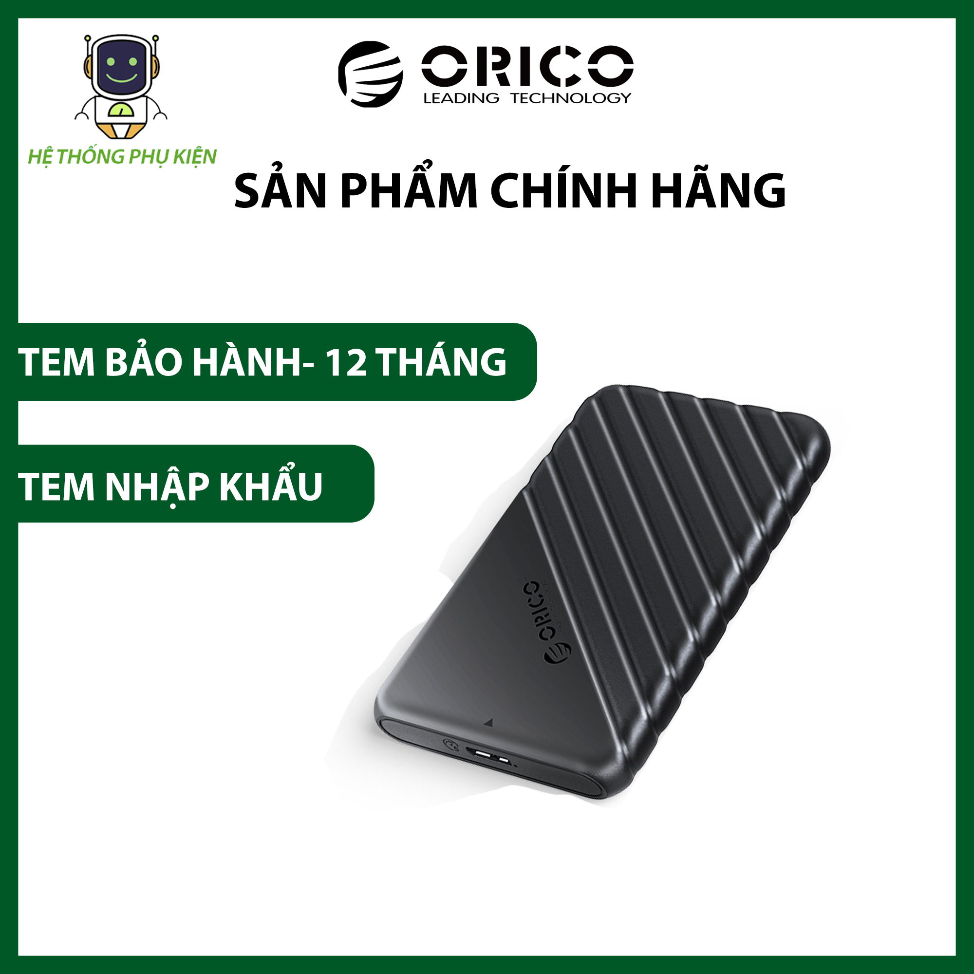 Hộp Ổ Cứng 2.5&quot; SSD/HDD ORICO 25PW1-U3-BK HÀNG CHÍNH HÃNG