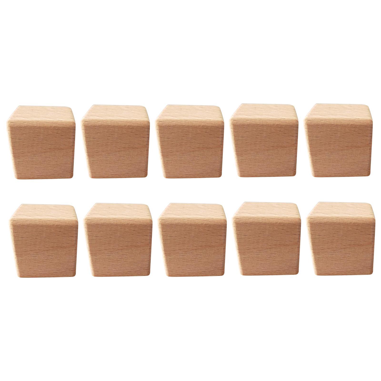 2x 10Pcs Unfinished Wooden S Blocks Craft Wood Square Crafts DIY Woodworking
