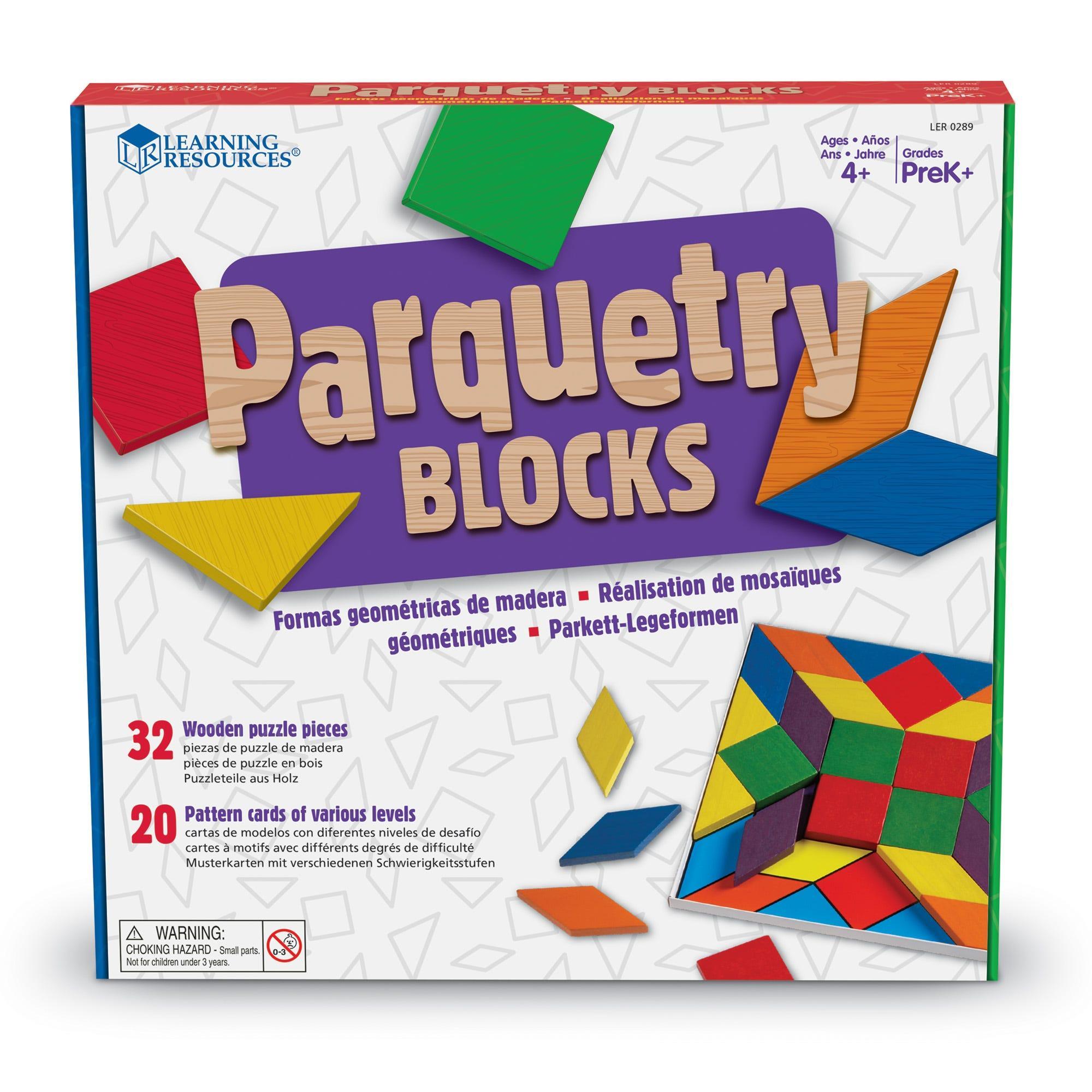 Learning Resources Bộ các khối hình dạng và 20 thẻ hoạ tiết - Parquetry Blocks &amp; 20 Pattern Cards