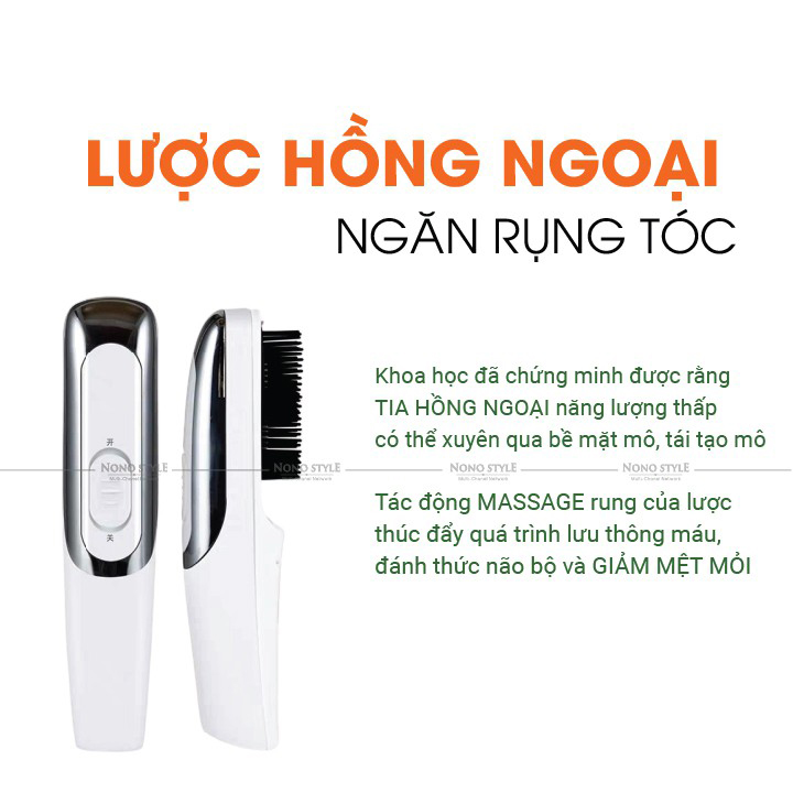 Lược Máy Chải Tóc Tia Hồng Ngoại Massage Da Đầu - Kích thích tóc mọc, giảm stress cho da đầu