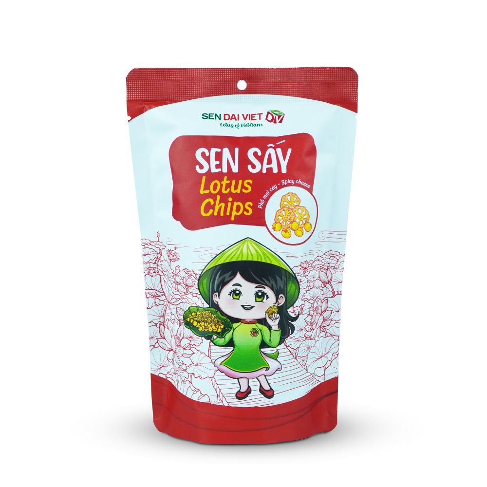 Sen Sấy Vị Phô Mai Cay- Sen Sấy Giòn Tan, Vị Cay Nồng Nàng, Phô Mai Béo Ngậy, ĐV- Sen Đại Việt- Gói 20g- Date Mới Nhất.