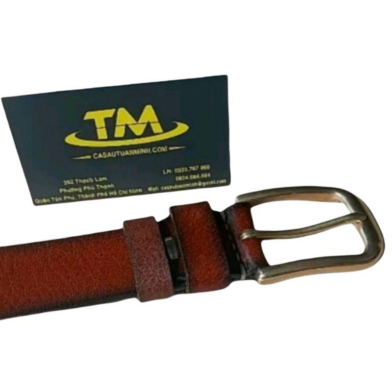 Thắt lưng nam da bò thật nguyên tấm khóa kim đồng đúc TM37 Dây nịt nam bản nhỏ 3.5cm bảo hành ba năm