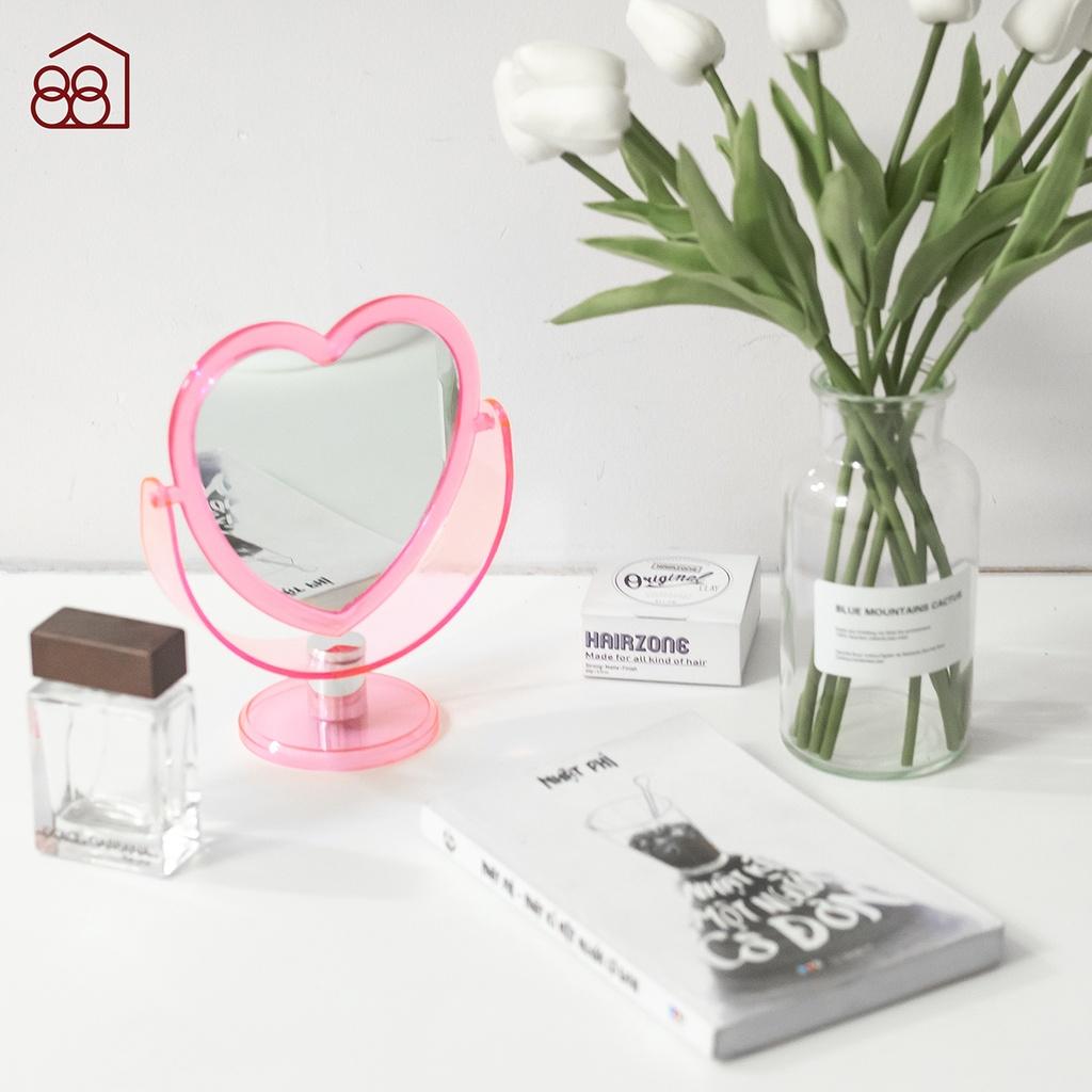 Gương Để Bàn Trang Điểm Hình Trái Tim Phong Cách Hàn Quốc Xinh Xắn