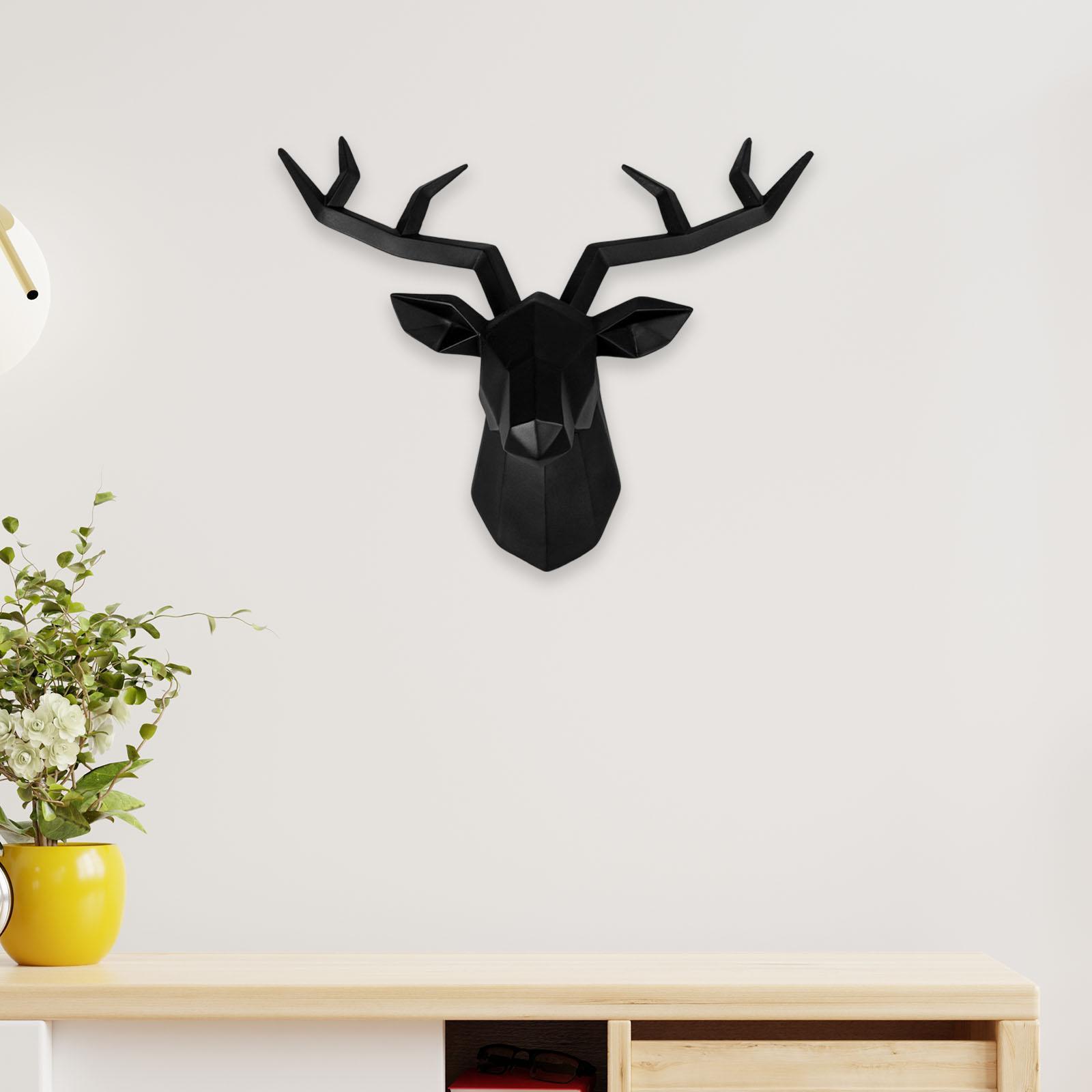 2x Resin Deer Head Sculpture Wall Mount Animal Statues Figurines Decor
