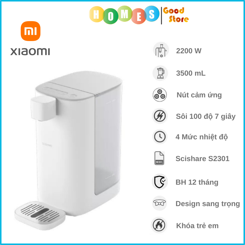 Bình Thủy Giữ Nhiệt, Đun Sôi Thông Minh XIAOMI Scishare S2301 3L, Nhiệt Độ Từ 40 Độ Lên 100 Độ C Mất 5 Giây, Công Suất 2200W - Hàng Chính Hãng