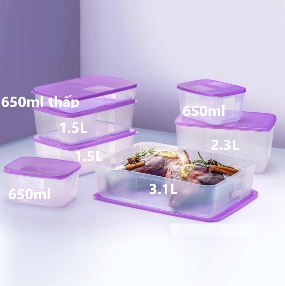 Bộ trữ đông Essential Fit 7 Tupperware, đa dạng kích thước hoàn hảo nhất, tiết kiệm tối đa không gian tủ lạnh