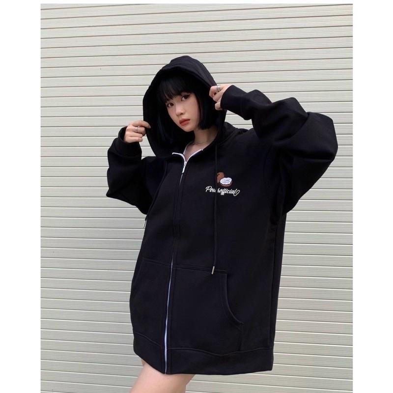 Áo khoác hoodie form rộng unisex chất vải nỉ ngoại dày dặn trái dừa