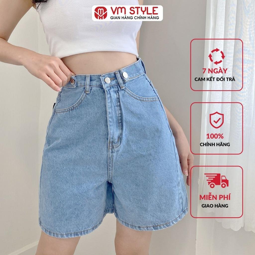 Quần short jean nữ VM STYLE bò lửng ống rộng cạp cao cá tính -064-22SJU03TD2311