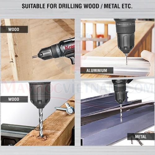 Máy Khoan Bê Tông Vặn Vít KRESS KU210 Khoan Tường Dùng Pin Li-ion 20V 10mm