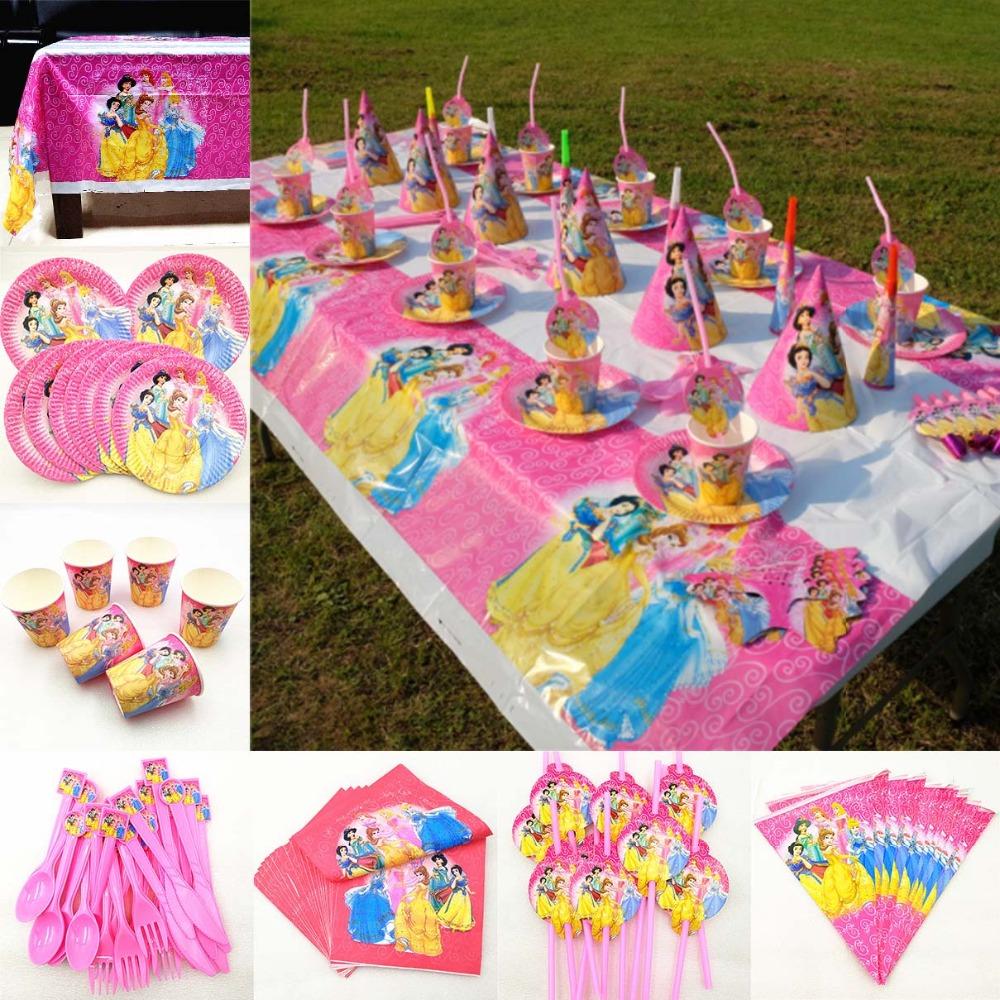 82 Cái/bộ Kid Sinh Nhật Tiếp Liệu Công Chúa Khăn Trải Bàn Đĩa Cốc Khăn Ăn Princesa Cho Bé Bộ Đồ Ăn Trang Trí Ủng Hộ
