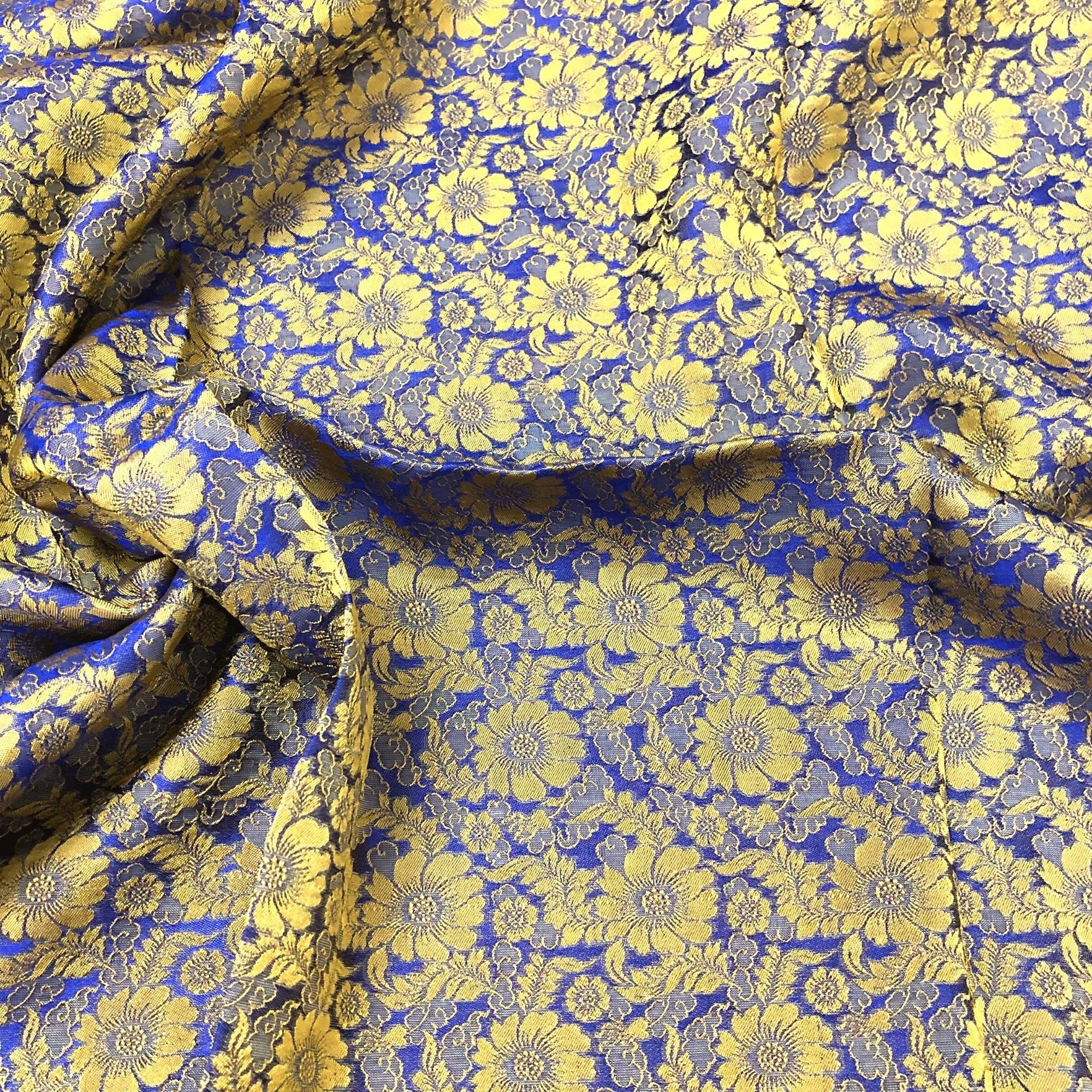 Vải Lụa Tơ Tằm Palacesilk hoa cúc màu vàng nền xanh may áo dài #mềm#mượt#thoáng mát, dệt thủ công & phơi căng khung