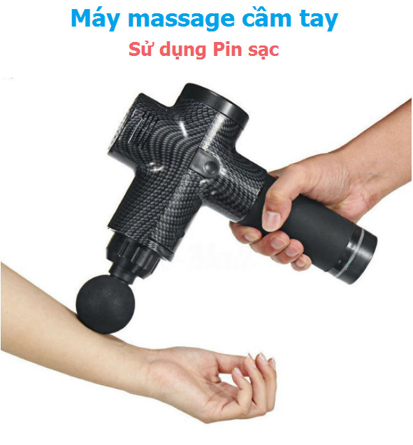 Máy Massage Cầm Tay, Mát Xa Toàn Thân giảm đau nhức hiệu quả - Máy Massage sử dụng 6 đầu massage đa năng - Pin sạc 