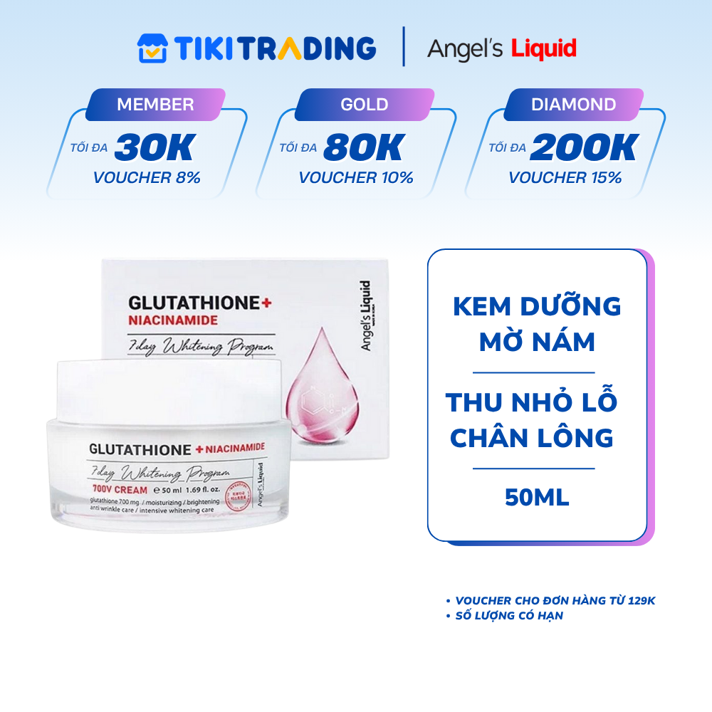 Kem Dưỡng Hỗ Trợ Giảm Thâm Nám Angel's Liquid Glutathione + Niacinamide 7Day Whitening Program 700 V-Cream