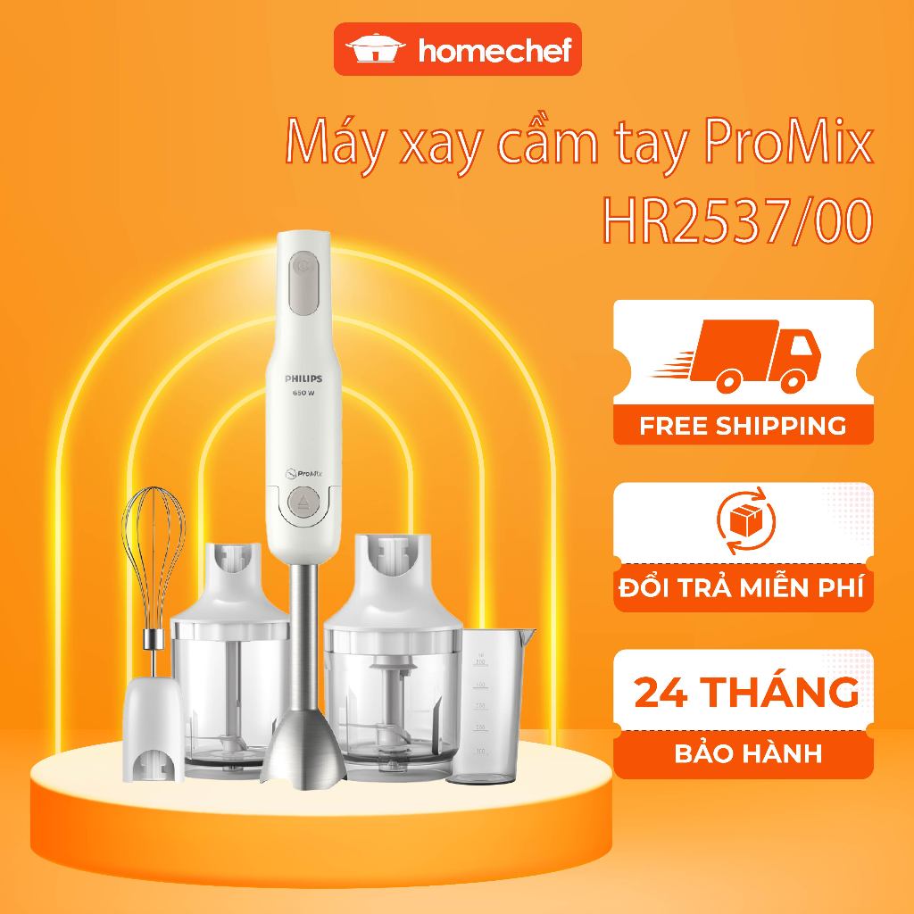 Máy Xay Cầm Tay Đa Năng Philips HR2537 650W - Xay Mịn| Hàng Chính Hãng