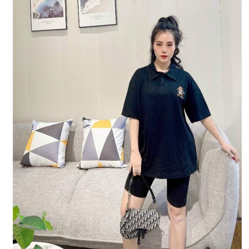 Áo polo nữ form rộng tay lỡ cổ bẻ, Áo thun nữ dáng dài rộng chất cotton 2022 New Arival