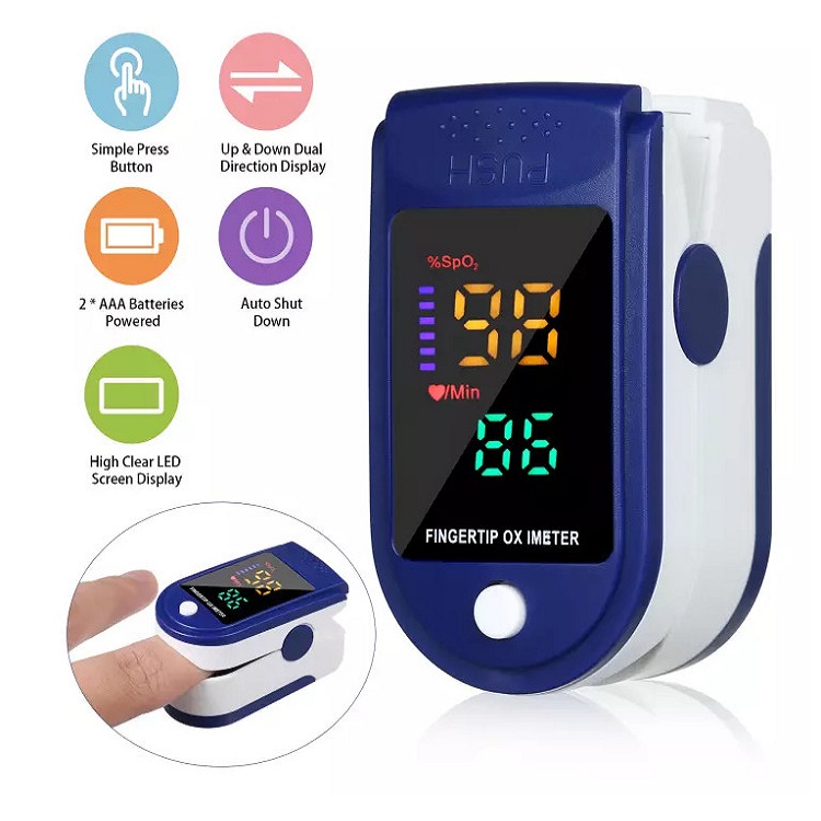 Thiết Bị Kiểm Tra Nhịp Tim, Kiểm Tra Nồng Độ Oxy Màn Hình Màu Kèm 2 pin AAA