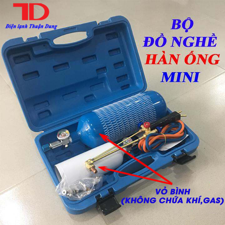 Bộ hàn hơi, hàn gió đá mini màu xanh và Tấm chống cháy nỉ cacbon đã được oxy hóa (Bình không chứa khí) - Điện Lạnh Thuận Dung