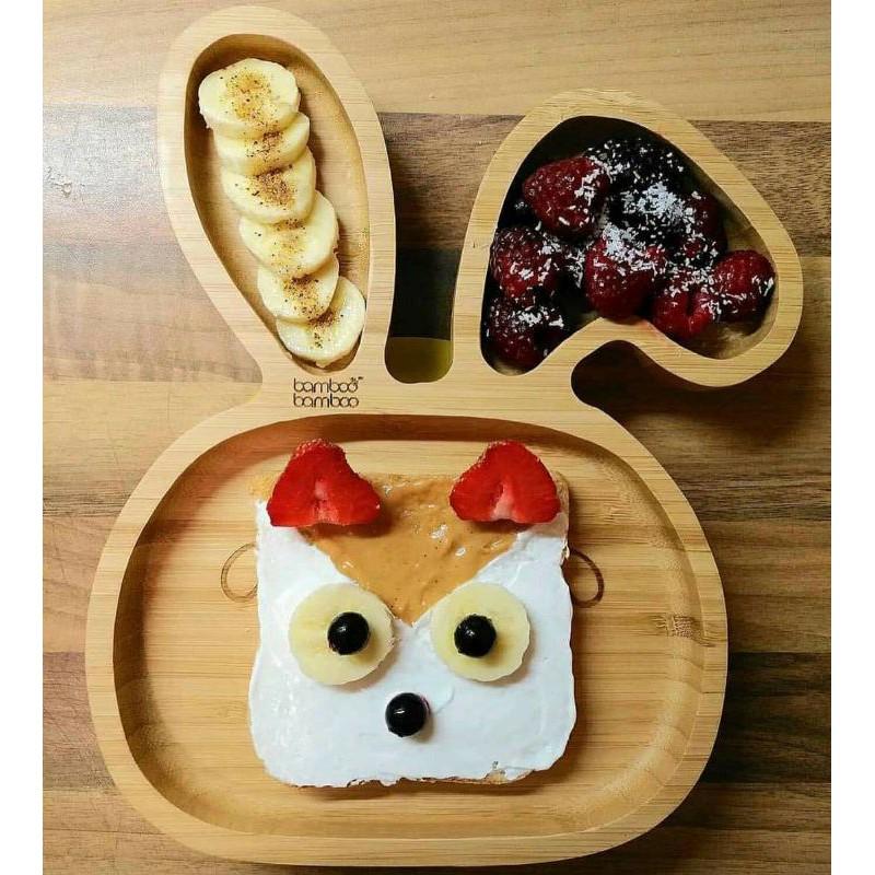 KHAY ĂN DẶM "CHÚ THỎ NHỎ - LITTLE BUNNY" CAO CẤP  BAMBOO bằng tre nội địa Anh/EU
