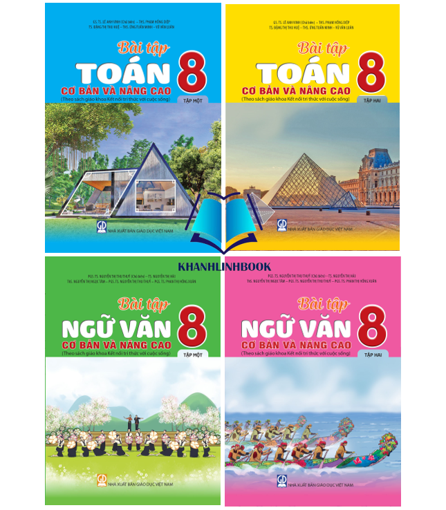 Sách - Combo 4 cuốn Bài tập Toán + tiếng việt 8 cơ bản và nâng cao - tập 1 + 2