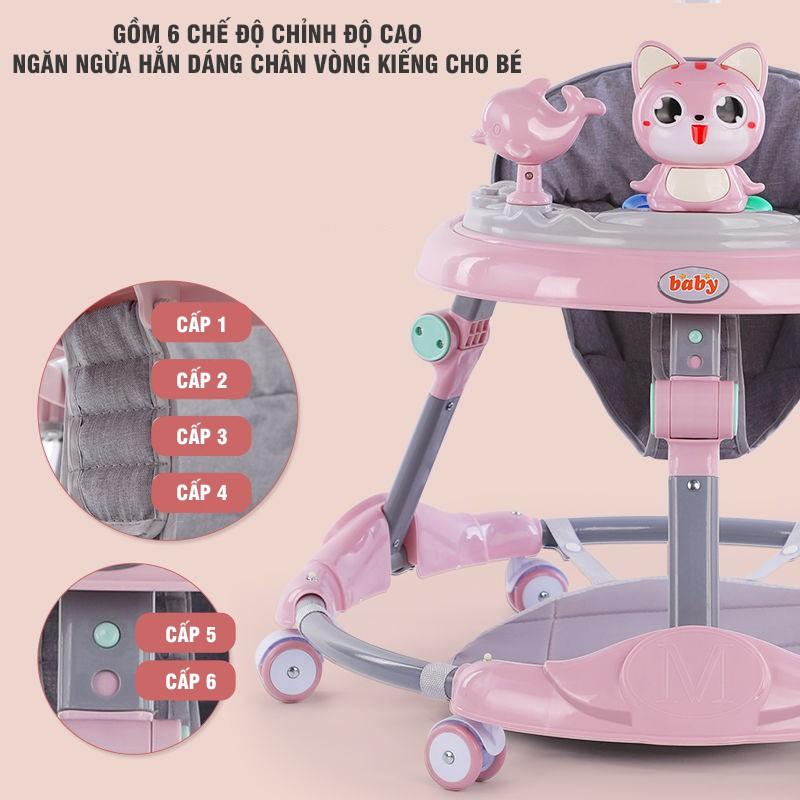 Xe Tập Đi Đa Năng Đáng Yêu Dành Cho Bé 6 Chế Độ Chỉnh Độ Cao Phù Hợp Có Nhạc Đèn Bánh Xe Xoay 360 Độ