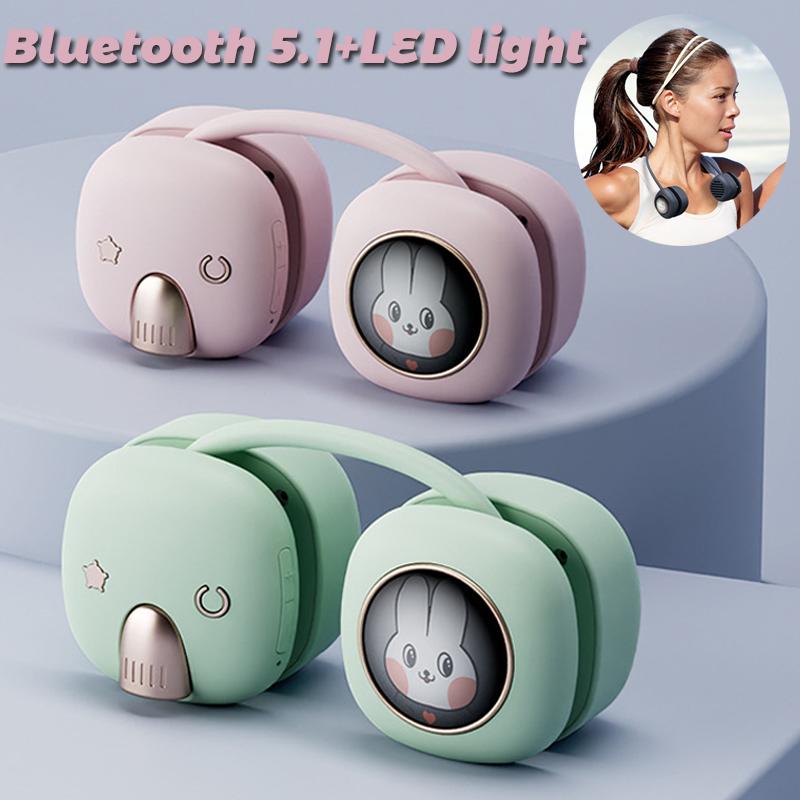 Loa dây đeo cổ bluetooth loa không dây có thể đeo được hộp âm thanh di động ngoài trời có thể gập âm nhạc bass với đèn LED Color: Pink