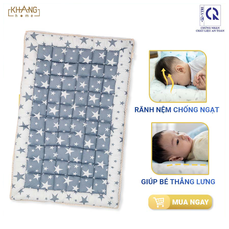 Nệm Trẻ Em Chần Bông Khang Home BabySafety An Toàn Giấc Ngủ Cho Bé Sơ Sinh Size 80x125cm