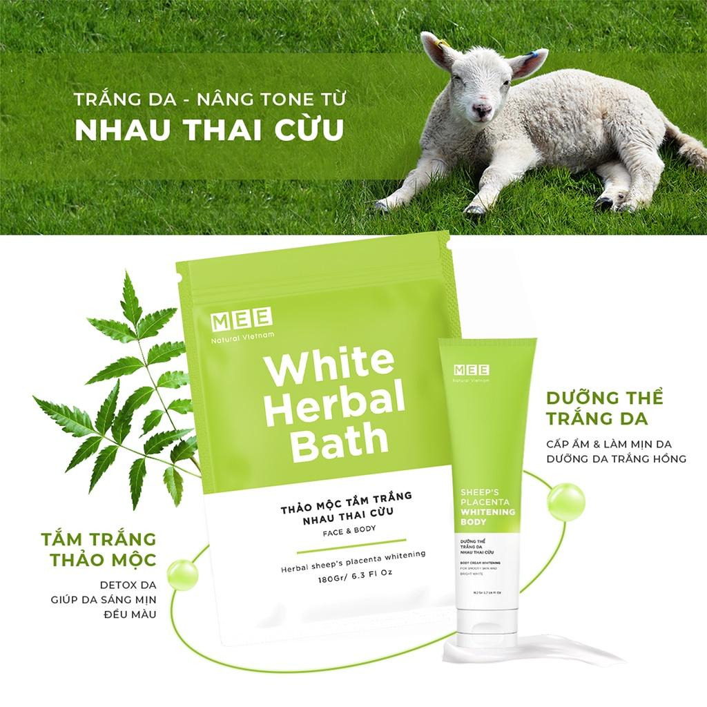 Bộ Trắng Da Nhau Thai Cừu Mee Natural - Tắm Trắng Thảo Mộc 180g + Dưỡng Thể Trắng Da 162g