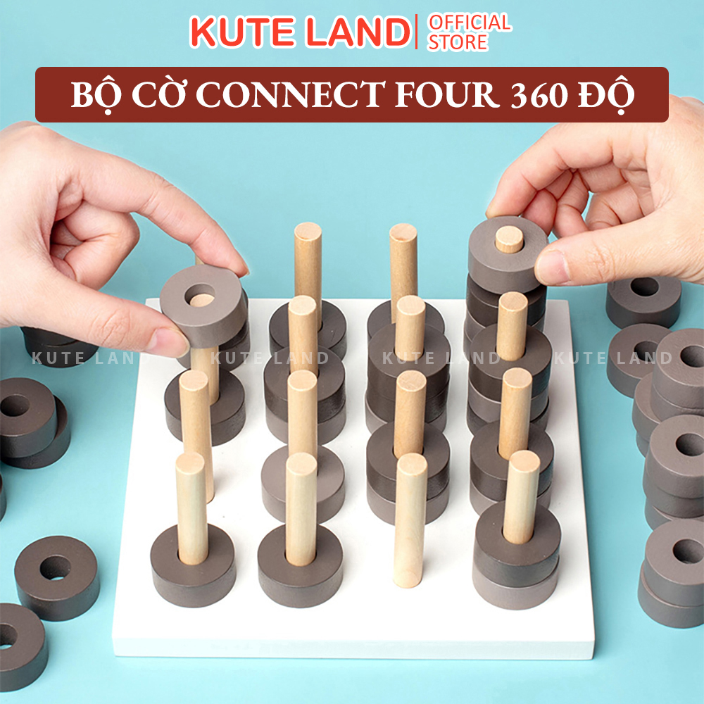 Bộ Trò Chơi Cờ Connect Four Bản Trụ Cột 3D 360 Độ Sáng Tạo Thử Thách IQ Đối Kháng 2 Vs 2 Trí Tuệ Board Game