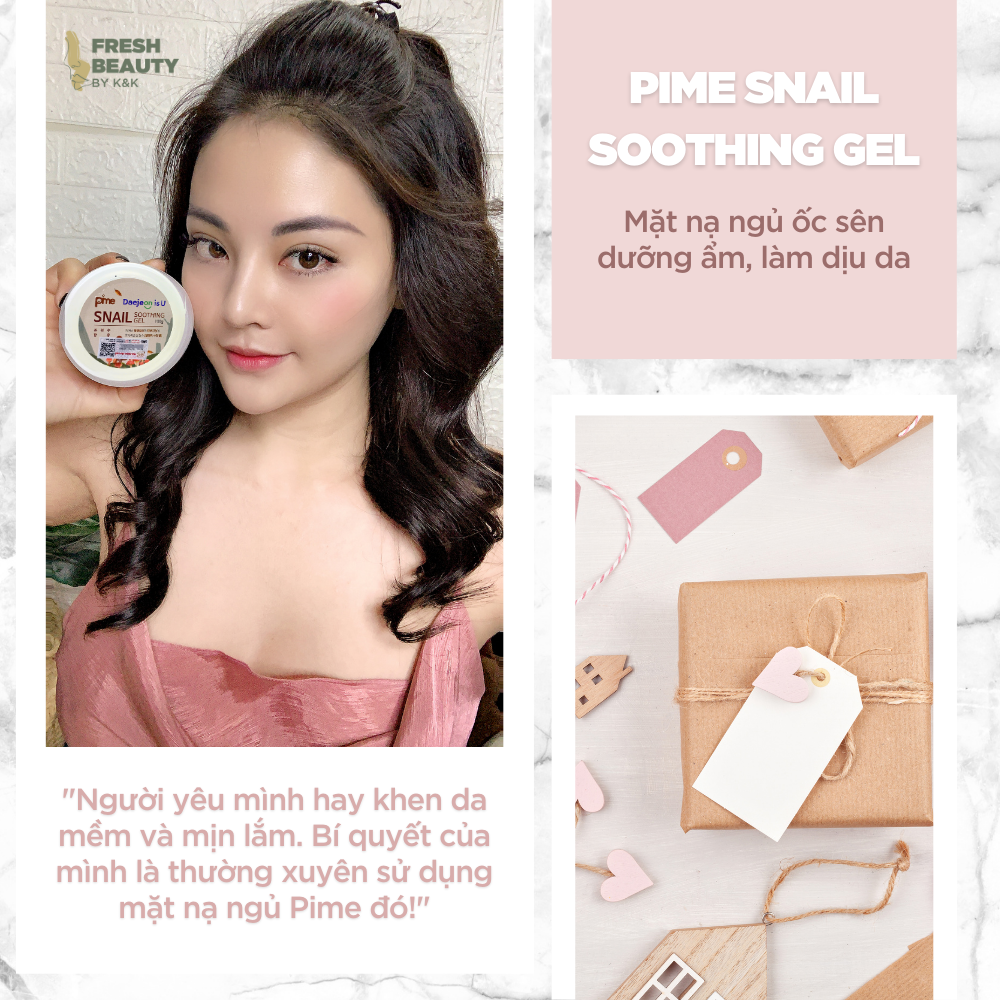 Mặt nạ ngủ Pime Snail Soothing Gel cấp ẩm sâu, hạn chế lão hóa, dịu da rát đỏ, tẩy lớp sừng hóa 100g