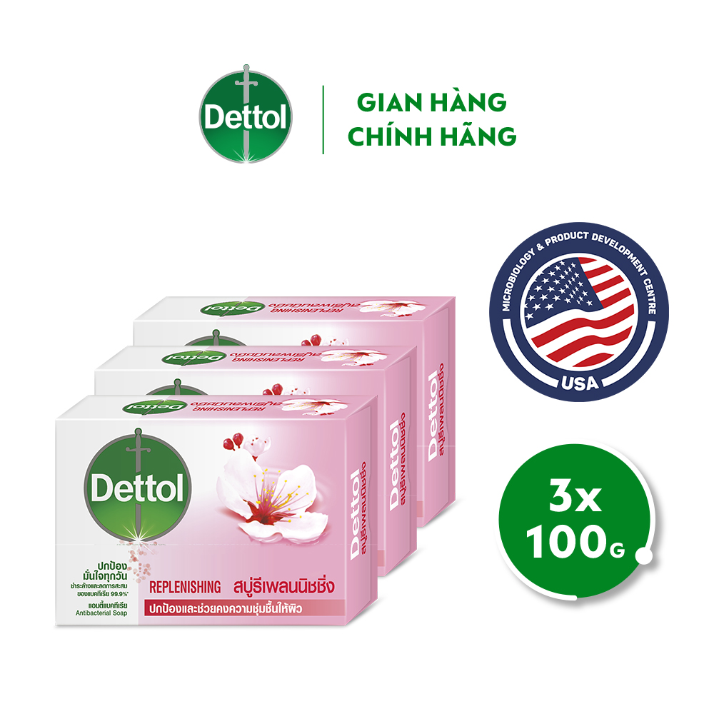 Combo 3 Xà Phòng Dettol Kháng Khuẩn Chăm Sóc Da 100g