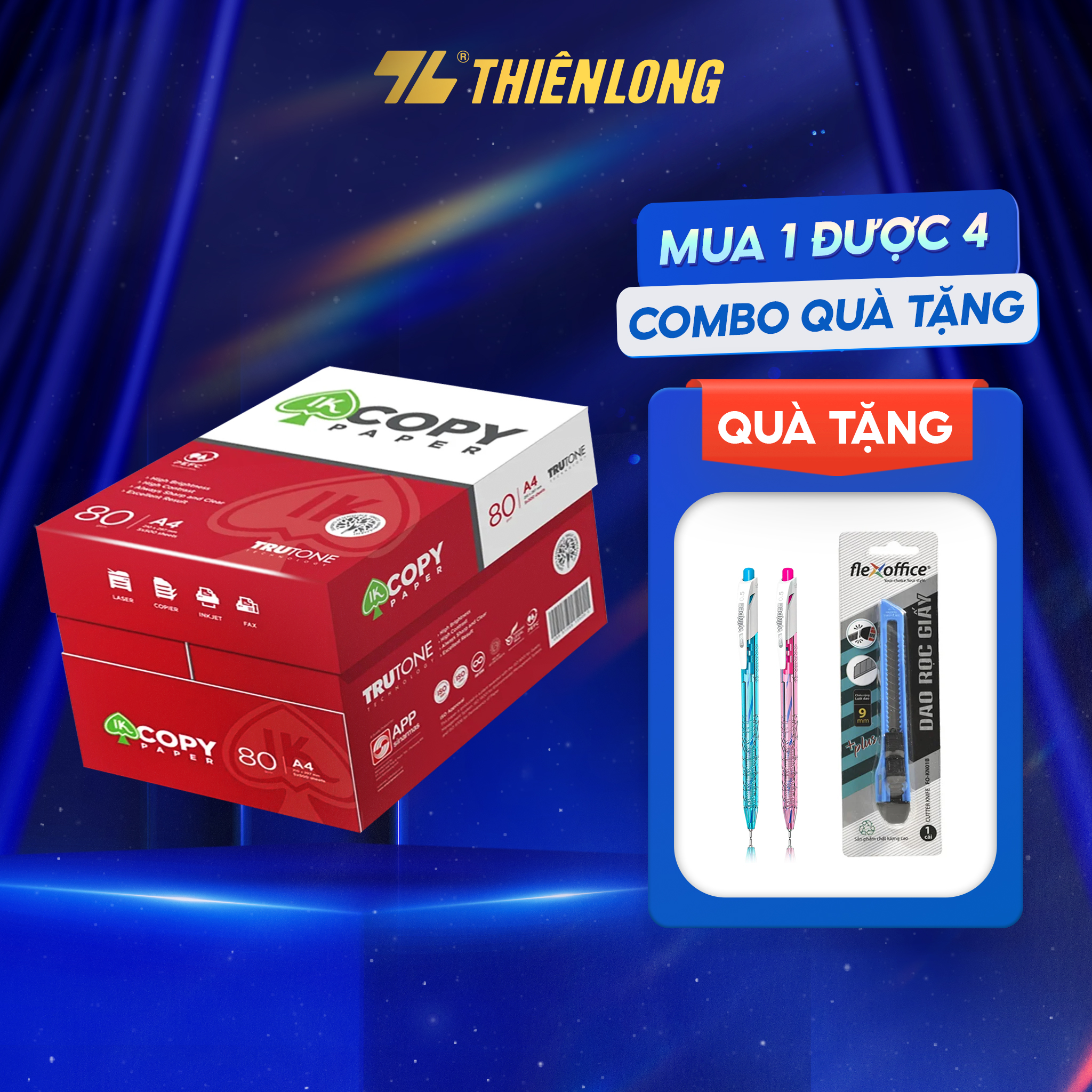 Combo 5 Ream Giấy A4 80 Gsm Ik Copy 500 Tờ - Hàng Nhập Khẩu Indonesia Hàng Nguyên Thùng Chất Lượng Cao