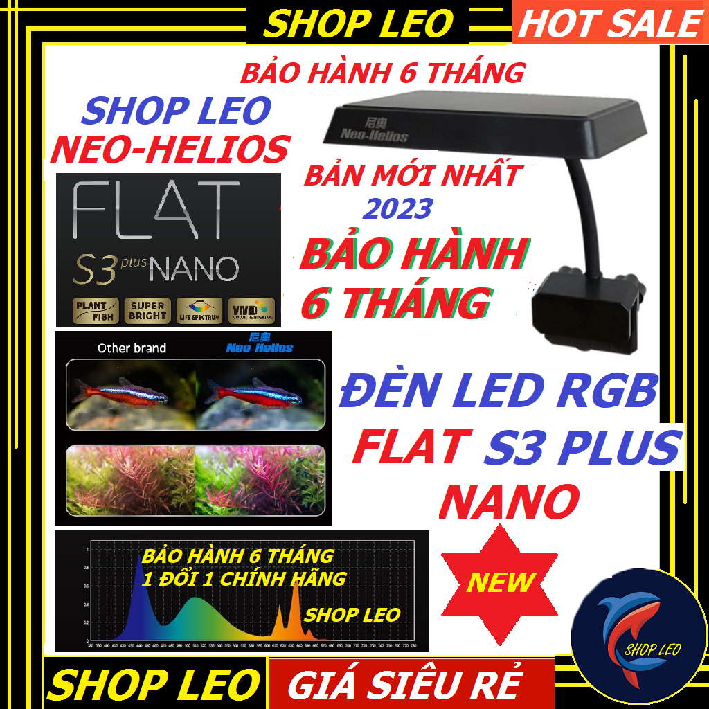 Đèn Led FLAT S3 Nano RGB -cho bể thủy sinh, Đèn LED kẹp RGB - phụ kiện thủy sinh-đèn cho hồ cá cảnh -shopleo
