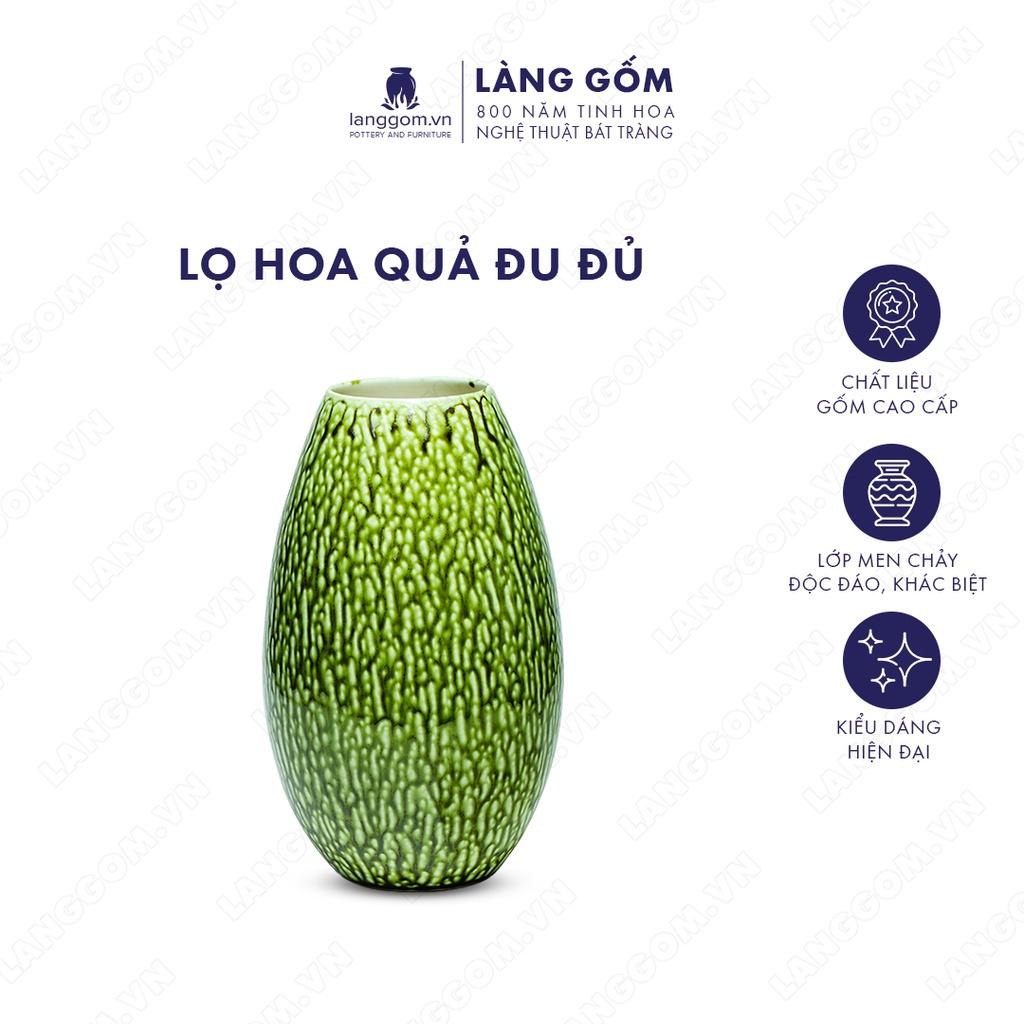 Bình hoa, lọ hoa Gốm sứ Bát Tràng cao cấp Men chảy quả đu đủ dùng làm quà tặng, trang trí - Làng Gốm Bát Tràng
