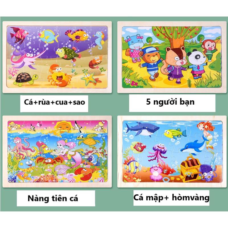 Đồ chơi Puzzle ghép hình 24 chi tiết - Tranh xếp hình gỗ cho bé 15x 22.5 cm