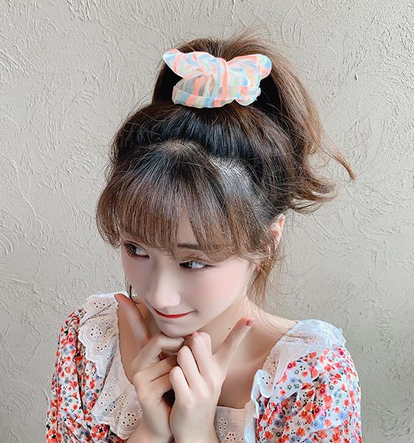 Dây buộc tóc Scrunchie kẻ ngang mầu sắc dễ thương HD83