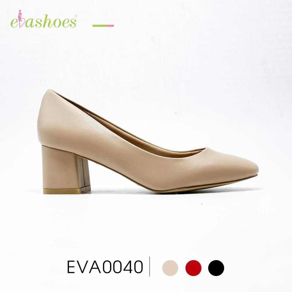 Giày Mũi Vuông Đế Vuông Da PU 5cm Evashoes - Eva0040