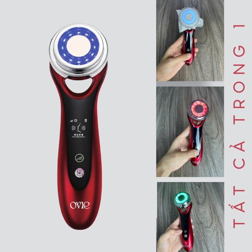 Máy massage mặt đẩy tinh chất XIAOMI OVIE giúp điện di trẻ hóa, nâng cơ mặt, chăm sóc da mặt và mắt có đèn LED sinh học