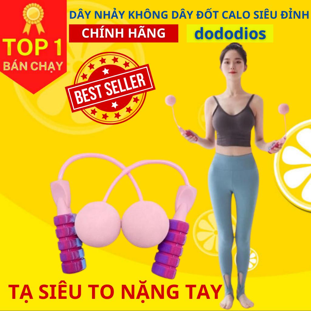 Dây nhảy thể dục giảm cân ko dây kèm 2 tạ lớn bóng to không tiếng ồn - Chính Hãng dododios