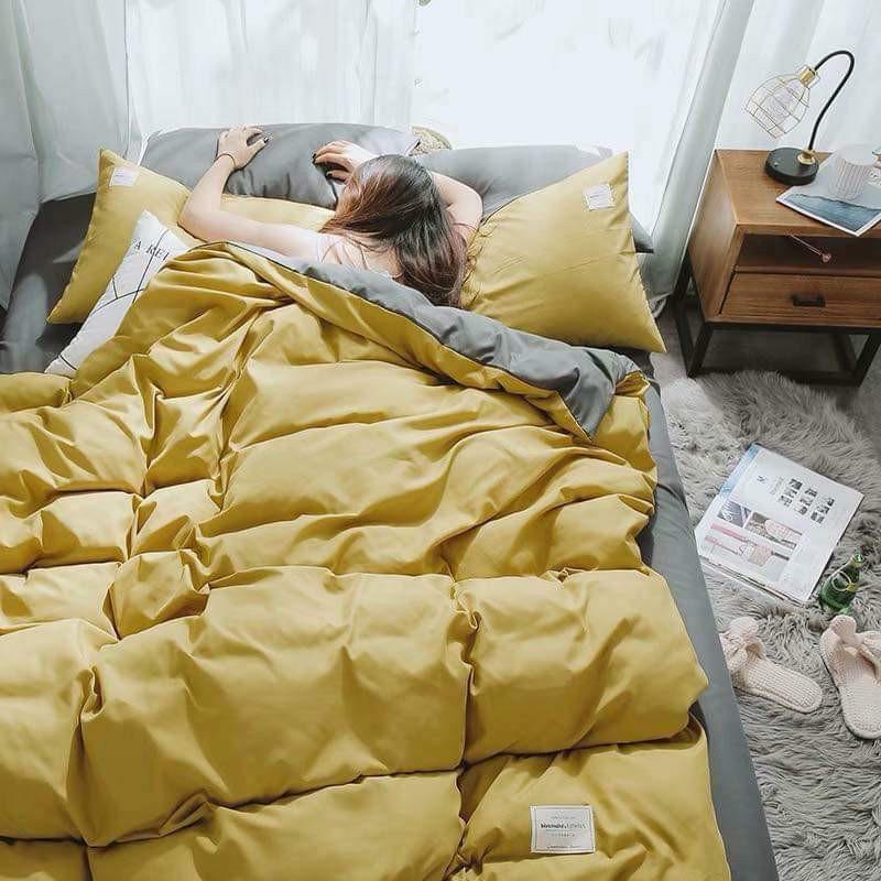 Bộ Chăn Ga Gối Cotton tici Cao Cấp Màu Trơn Đủ Size
