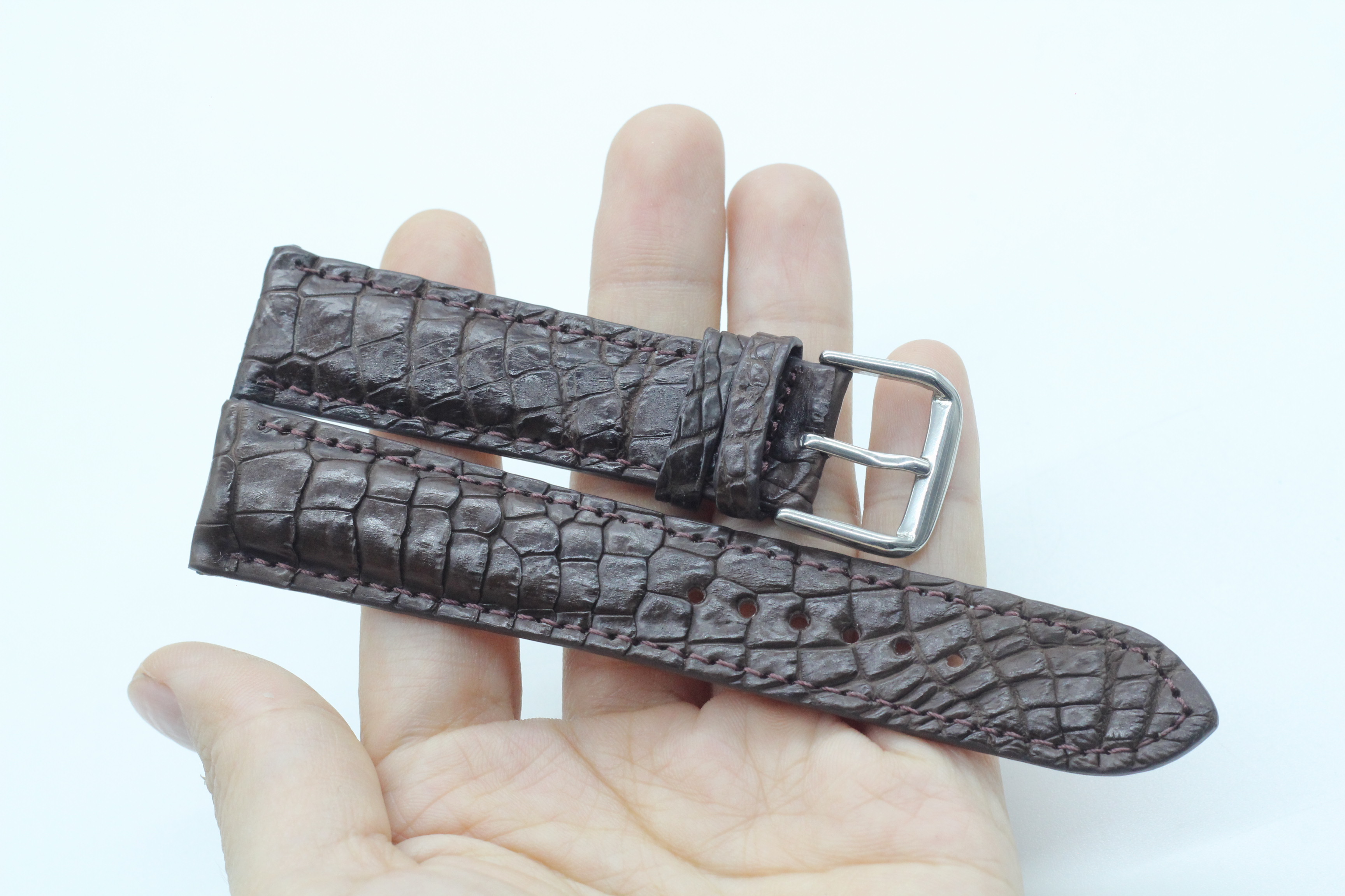 Dây Đồng Hồ Gai Chân Cá Sấu Songhan Leather,Dây Da Đồng Hồ Cá Sấu Size 22mm,20mm Gắn Chốt Thông MInh+ Khóa Kim,Bảo Hành 6 Tháng