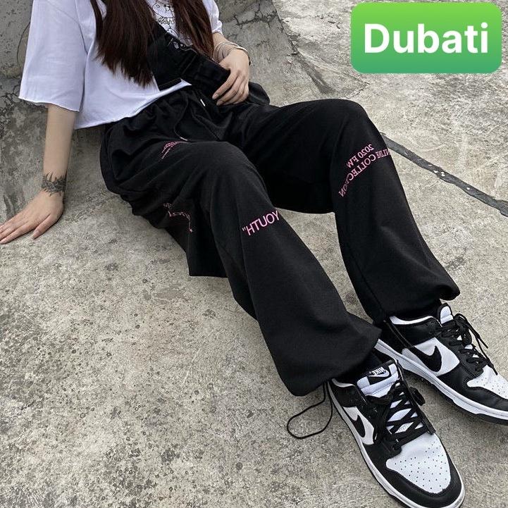 QUẦN JOGGER NAM NỮ UNISEX CHẤT NỈ DÀY DA CÁ ỐNG SUÔNG RỘNG THÊU CHỮ YOUTH RÚT DÂY HÀN QUỐC HOT NHẤT 2022 - DUBATI FASH