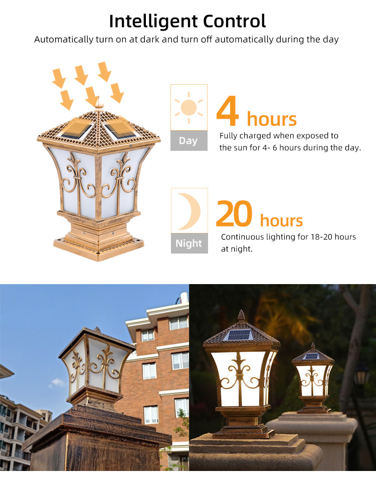Đèn Trụ Cổng Năng Lượng Mặt Trời 2W K20 Đèn Trang Trí Đèn Led Ngoài Trời Chống Nước IP65 | Phúc Thịnh Solar