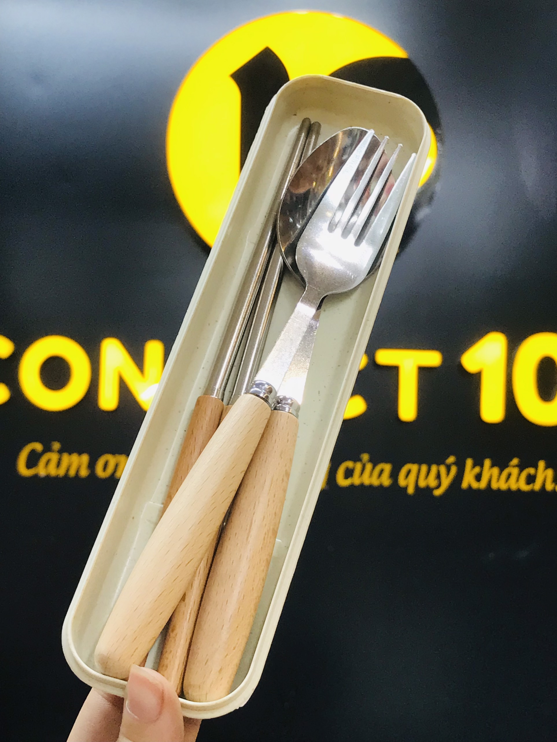 Bộ đũa thìa cán gỗ