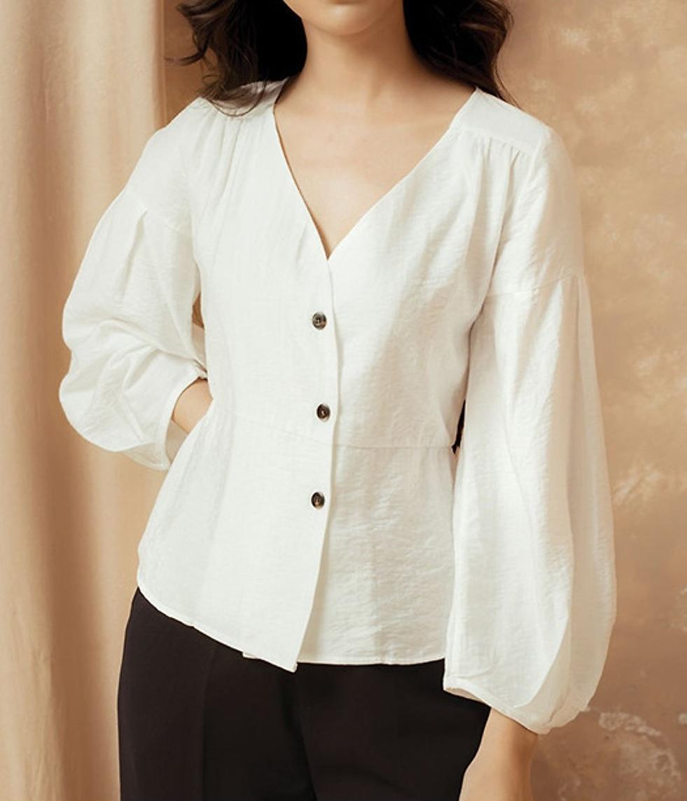 Áo Sơ Mi Vintage Cổ Chữ V