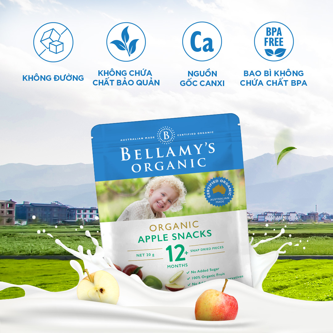 Combo 6 Túi Snacks Táo Sấy Hữu Cơ Bellamy's Organic