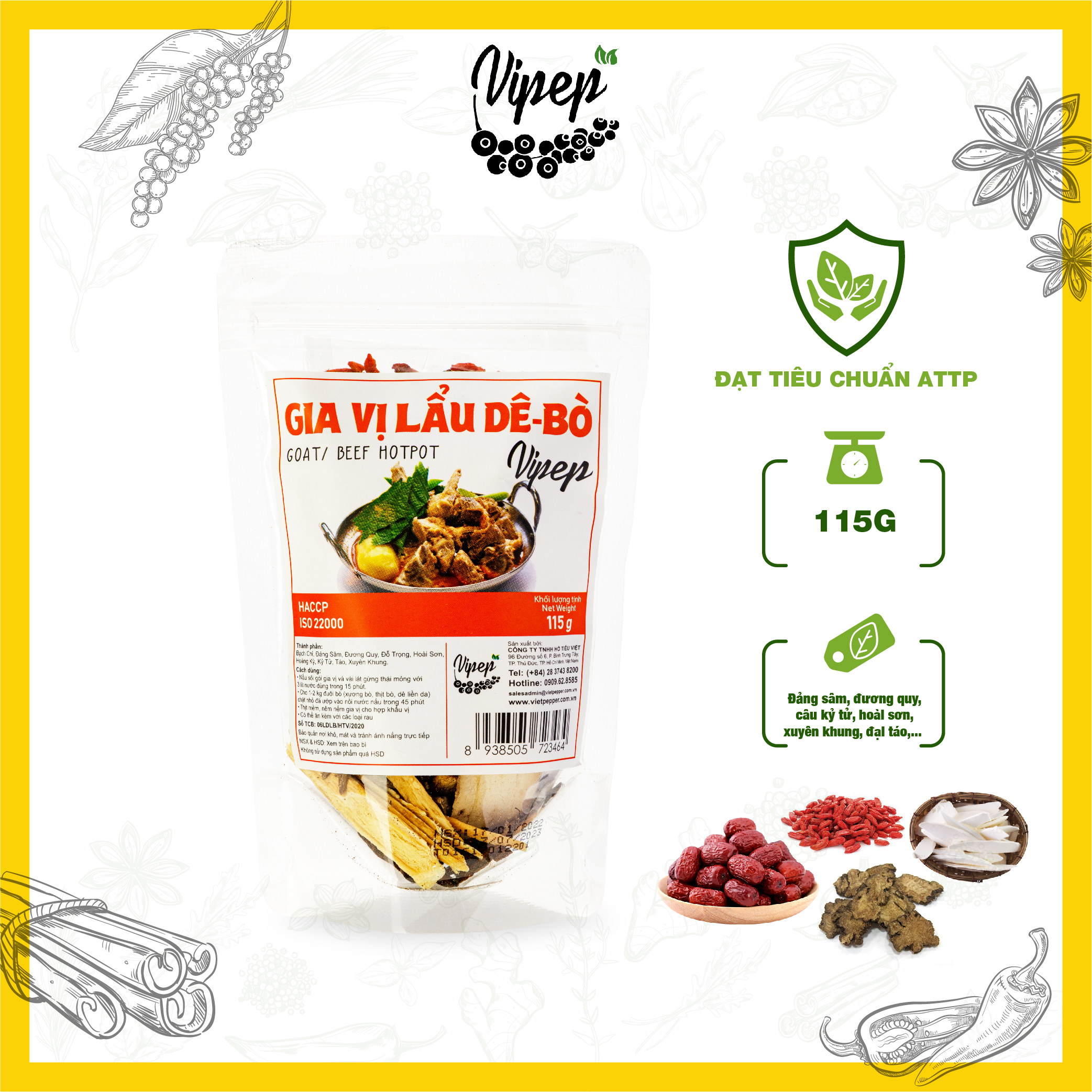 Gia Vị Nấu Lẩu Dê - Bò Vipep 115gr
