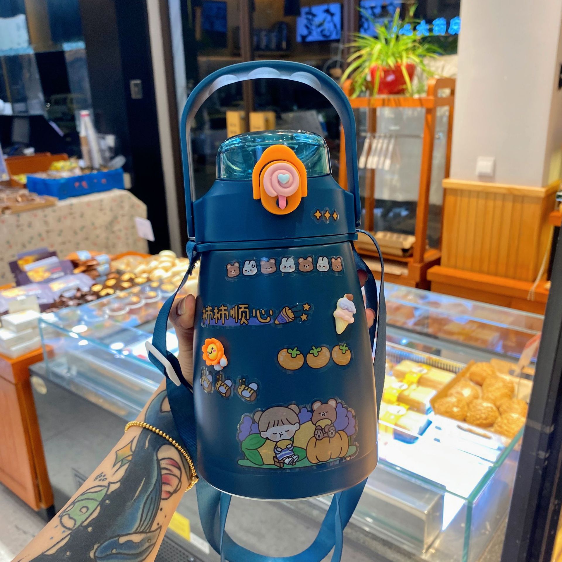 Bình Nước Giữ Nhiệt Cute, Bình Nước Giữ Nhiệt Kèm Ống Hút (tặng kèm sticker 2D,3D Inox 304 không rỉ)